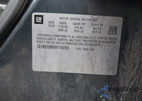 2017 Chevrolet Cruze Lt Auto from USA, damaged, VIN 1G1BE5SMXH7199755